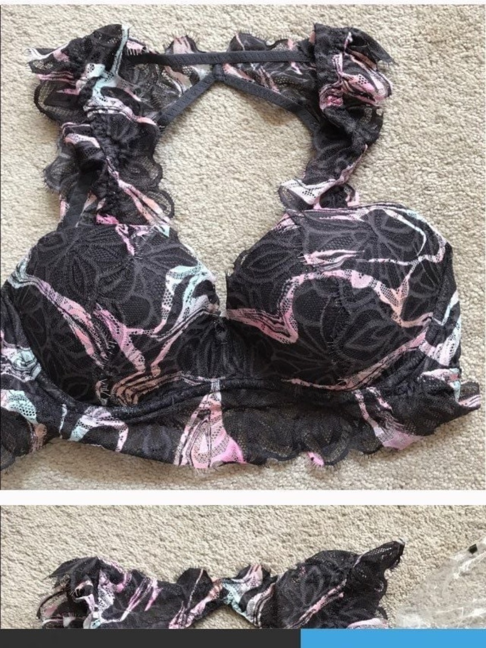 Pink gray and pink bralette top with underwire